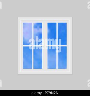 Chiuso realistico vettore finestra in plastica Illustrazione Vettoriale