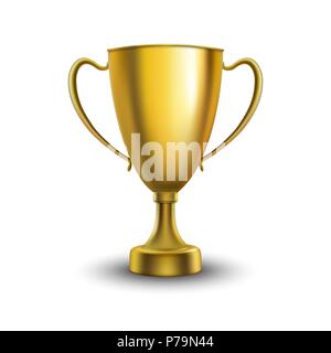 Coppa del vincitore isolato. Golden Trophy su sfondo bianco. Illustrazione Vettoriale. Illustrazione Vettoriale