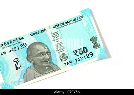 Nuova valuta indiana di 50 rupee nota Foto Stock