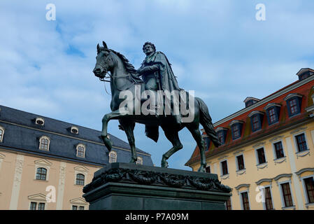 Carl-August-Denkmal, Platz der Demokratie, Weimar, Thueringen, Deutschland, Europa Foto Stock