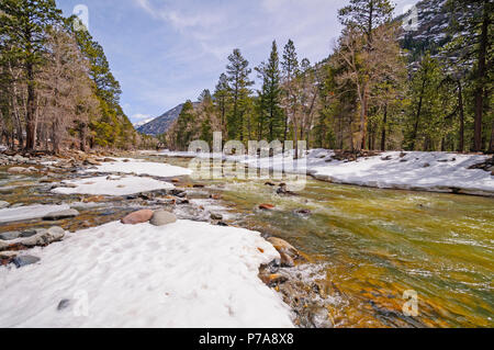 Il Fiume Animas in Colorado che scorre veloce con avvolgitore snowmelt Foto Stock