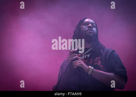 Roskilde, Danimarca. 4 Luglio, 2018. Il rapper americano e paroliere PartyNextDoor esegue un concerto dal vivo durante il danese music festival Roskilde Festival 2018. (Photo credit: Gonzales foto - Thomas RASMUSSEN). Credito: Gonzales foto/Alamy Live News Foto Stock