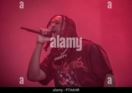 Roskilde, Danimarca. 4 Luglio, 2018. Il rapper americano e paroliere PartyNextDoor esegue un concerto dal vivo durante il danese music festival Roskilde Festival 2018. (Photo credit: Gonzales foto - Thomas RASMUSSEN). Credito: Gonzales foto/Alamy Live News Foto Stock