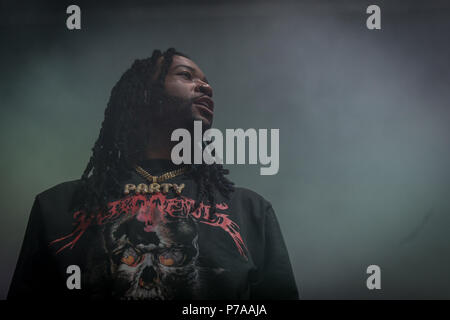 Roskilde, Danimarca. 4 Luglio, 2018. Il rapper americano e paroliere PartyNextDoor esegue un concerto dal vivo durante il danese music festival Roskilde Festival 2018. (Photo credit: Gonzales foto - Thomas RASMUSSEN). Credito: Gonzales foto/Alamy Live News Foto Stock