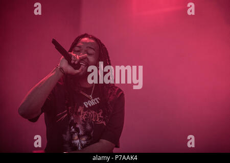 Roskilde, Danimarca. 4 Luglio, 2018. Il rapper americano e paroliere PartyNextDoor esegue un concerto dal vivo durante il danese music festival Roskilde Festival 2018. (Photo credit: Gonzales foto - Thomas RASMUSSEN). Credito: Gonzales foto/Alamy Live News Foto Stock