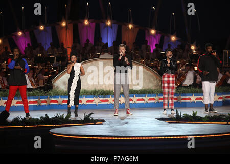 Washington, DC, Stati Uniti d'America. 03 Luglio, 2018. Pentatonix al 2018 un Capitol quarta prove a U.S. Capitol, Prato Ovest il 3 luglio 2018 a Washington, DC. Credito: Mpi34/media/punzone Alamy Live News Foto Stock