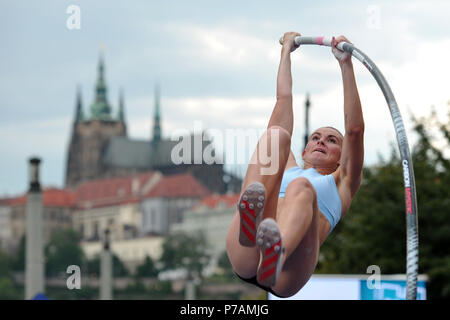 Praga, Repubblica Ceca. 5 Luglio, 2018. Kortney Ross di Stati Uniti d'America durante il Meeting di Atletica Praga pole vault incontro a Praga, Repubblica Ceca. Credito: Slavek Ruta/ZUMA filo/Alamy Live News Foto Stock