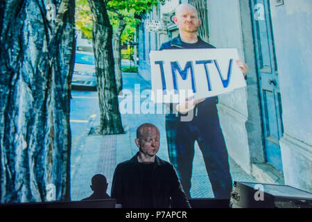 Madrid, Spagna. 5 Luglio, 2018. Presentazione delle prestazioni elettroniche ATOM TM in Veranos de la Villa concerti a Madrid, Spagna Credito: Alberto Ramírez Sibaja/Alamy Live News Foto Stock