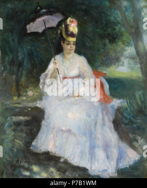 63 Pierre-Auguste Renoir - Femme à l'ombrelle assise dans le jardin (1872). Foto Stock