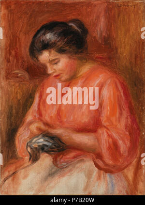 . Ragazza rammendo (Femme reprisant) N/A 63 Pierre-Auguste Renoir - ragazza rammendo (Femme reprisant) - BF114 - Barnes Foundation Foto Stock