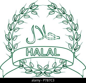 Etichetta halal islam icona musulmano template vettoriale Illustrazione Vettoriale