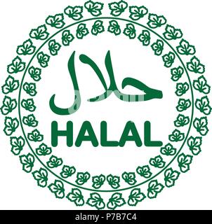 Etichetta halal islam icona musulmano template vettoriale Illustrazione Vettoriale