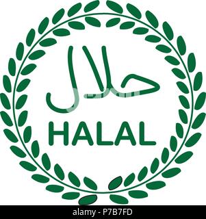 Etichetta halal islam icona musulmano template vettoriale Illustrazione Vettoriale