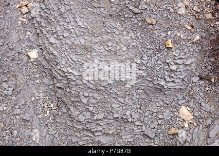 Angolo alto Frame Completo Natura di sfondo grigio roccia argillosa del viso o il letto del fiume in Castle Rock Badlands, Kansas, STATI UNITI D'AMERICA Foto Stock