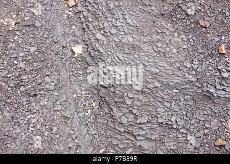 Angolo alto Frame Completo Natura di sfondo grigio roccia argillosa del viso o il letto del fiume in Castle Rock Badlands, Kansas, STATI UNITI D'AMERICA Foto Stock