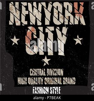 New York Sport usura emblema di tipografia, t-shirt timbro grafica, tee vintage print, atletico . Illustrazione Vettoriale
