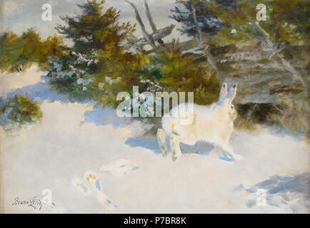 . Inglese: lepre nel paesaggio invernale Svenska: lepre mi vinterlandskap N/A 6 Bruno Liljefors - Lepre nel paesaggio invernale Foto Stock