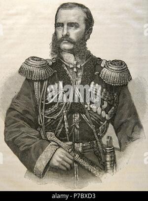 Il Granduca Michael Nikolaevich della Russia (1832-1909). Quarto figlio e settimo figlio dello zar Nicola I di Russia e Charlotte di Prussia. Ritratto. Incisione. "Historia universale", 1885. Foto Stock