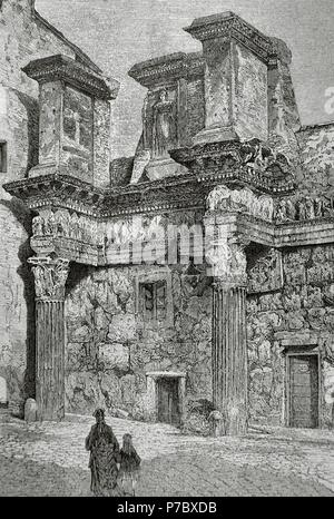 L'Italia. Roma. Tempio di Minerva. Rovine. Incisione. 'La Ilustracion Iberica", 1885. Foto Stock