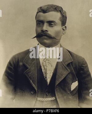 Emiliano Zapata Salazar (1879-1919). Rivoluzionario messicano. Riproduzione fotografica. Foto Stock