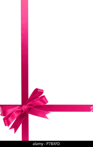 Fiocco Rosa dono nastro verticale lungo Foto Stock