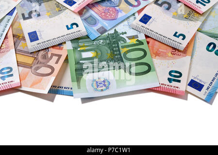 Bordo superiore Euro note di denaro Foto Stock