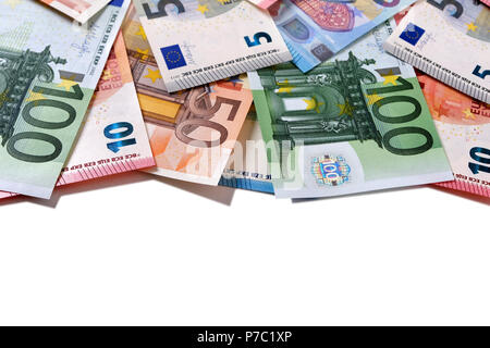 Bordo superiore Euro note di denaro Foto Stock