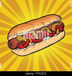 Hot Dog ketchup senape Illustrazione Vettoriale