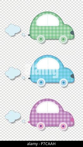 Set di vettore di simpatici baby clip art elementi per scrapbook o baby doccia biglietto di auguri e di design per bambini. Tagliare il tessuto o carta plaid adesivi di verde, Illustrazione Vettoriale