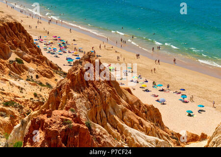 Praia da Falésia dettaglio, Algarve, PORTOGALLO Foto Stock