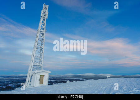 Scena invernale da fell Olostunturi in Muonio, Finlandia e Lapponia Foto Stock