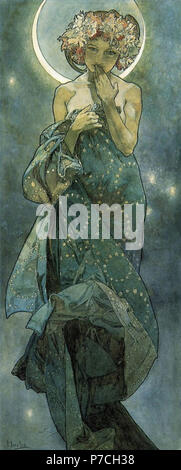 Mucha Alphonse Maria - la luna Foto Stock