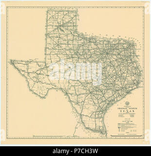 1933 Texas State mappa autostradale. Foto Stock
