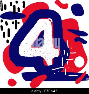 Abstarct design per numero 4 usisng minima di colori e forme semplici Illustrazione Vettoriale