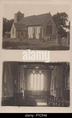 Vintage fotografia reale della Chiesa Chalton, Hampshire, Inghilterra, Regno Unito Foto Stock