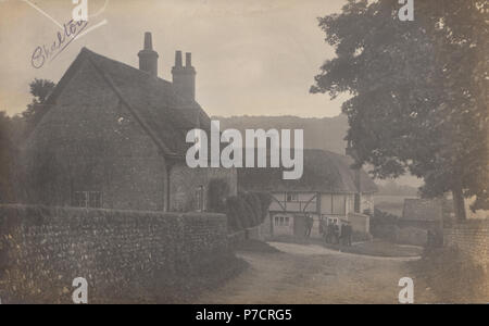 Vintage fotografia reale del Red Lion Inn, Chalton, Hampshire, Inghilterra, Regno Unito Foto Stock