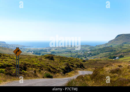 Vista generale con copyspace di Glencolumbkille, County Donegal, Irlanda Foto Stock