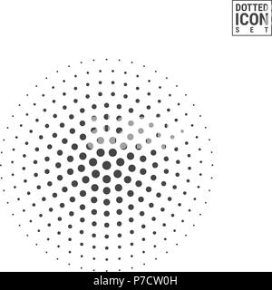 Mezzitoni cerchio vettore isolato su sfondo bianco. Tono di mezzo cerchio di pattern a punti Illustrazione Vettoriale