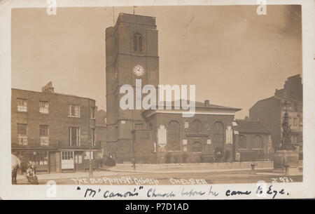 L'annata 1913 Fotografia della vecchia chiesa parrocchiale, a Chelsea, Londra, Regno Unito Foto Stock