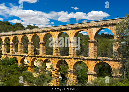 Ponte del Diavolo, Aqüeducte de les Ferreres, Pont del Diable, Sito Patrimonio Mondiale dell'UNESCO complesso archeologico di Tarraco Foto Stock