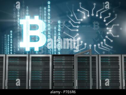 I server di computer e tecnologia bitcoin interfaccia informazioni Foto Stock