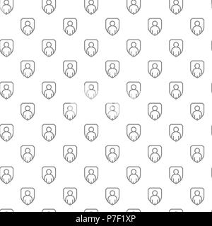Uomo semplice e nella protezione, Defender, business security seamless pattern con varie icone e simboli su sfondo bianco piatta illustrazione vettoriale Illustrazione Vettoriale
