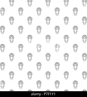 Uomo semplice con il pianeta seamless pattern con varie icone e simboli su sfondo bianco piatta illustrazione vettoriale Illustrazione Vettoriale