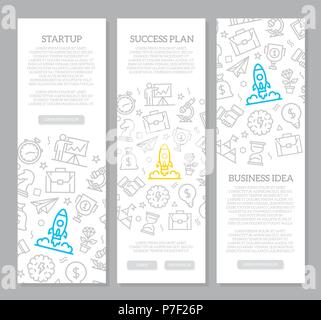Set di vettore e di avvio di business banner verticale con icona pattern. Illustrazione Vettoriale Illustrazione Vettoriale