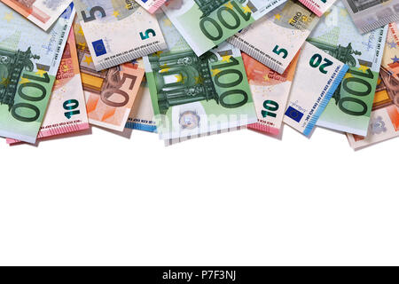 Bordo superiore Euro note di denaro Foto Stock