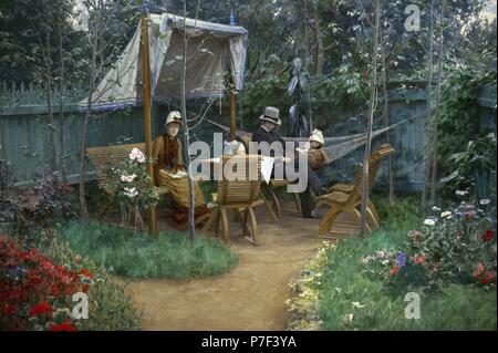 Johan Krouthen (1858-1888). Pittore svedese. Vista di un giardino, Linkoping, 1887-1888. Museo Nazionale. Stoccolma. La Svezia. Foto Stock