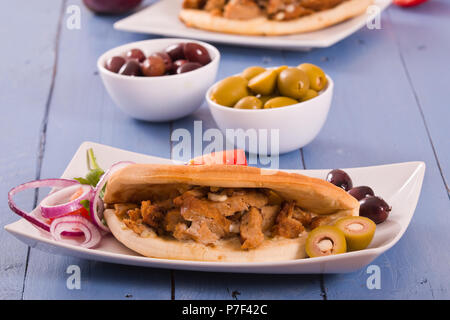 Il greco pane pita. Foto Stock