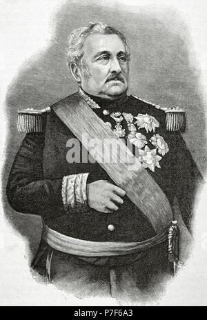 Jean-Baptiste Philibert Vaillant, 1° Comte Vaillant (1790-1872). Maresciallo francese. Ritratto. Incisione di R. Henkel. "Historia universale", 1885. Foto Stock