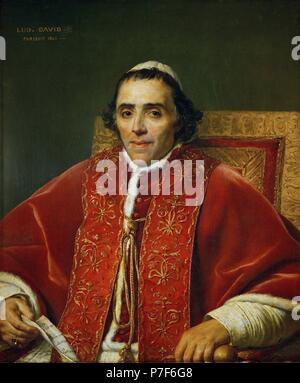 Jacques Louis David / "Papa Pio VII", 1805, Olio su legno, 86 x 71 cm., inv. 3701. Museo: Musee du Louvre. Foto Stock