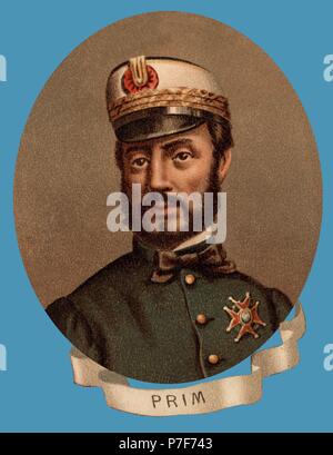 Juan Prim Prats (1814-1870), il generale, estadista y político español. Foto Stock